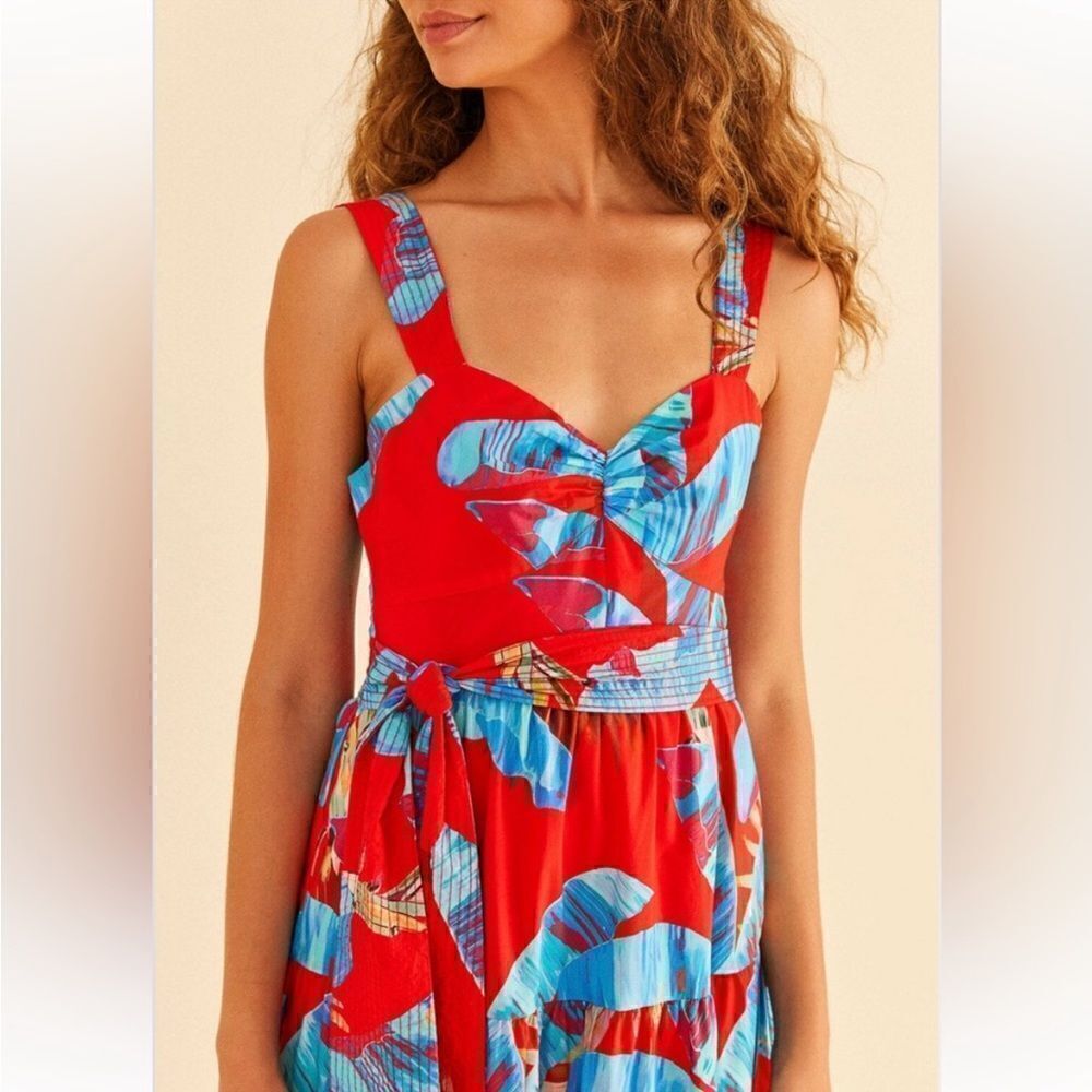 FARM RIO Red Sweet Jungle Midi Dress NWT $240 - Picture 2 of 9